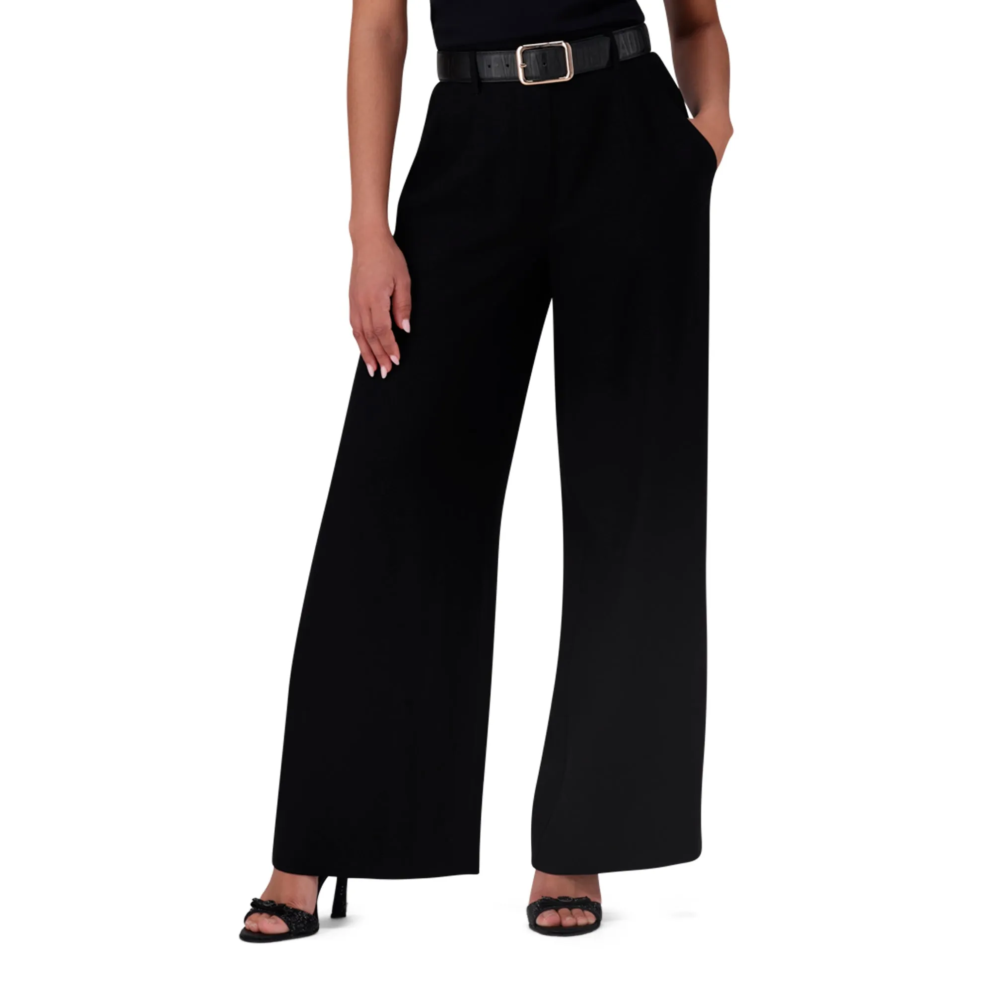 KENNEDY BLACK BELTED WIDE LEG TROUSER