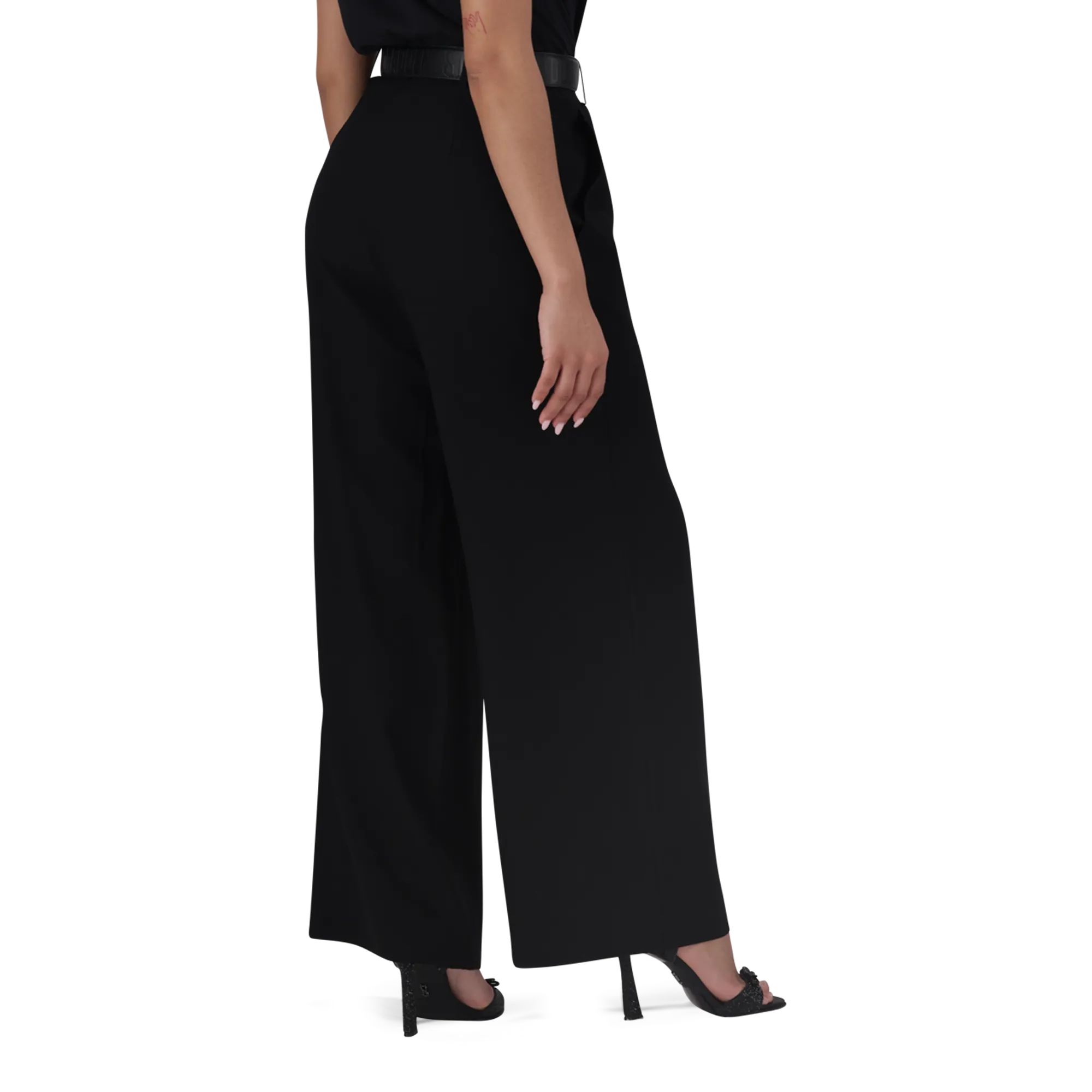 KENNEDY BLACK BELTED WIDE LEG TROUSER