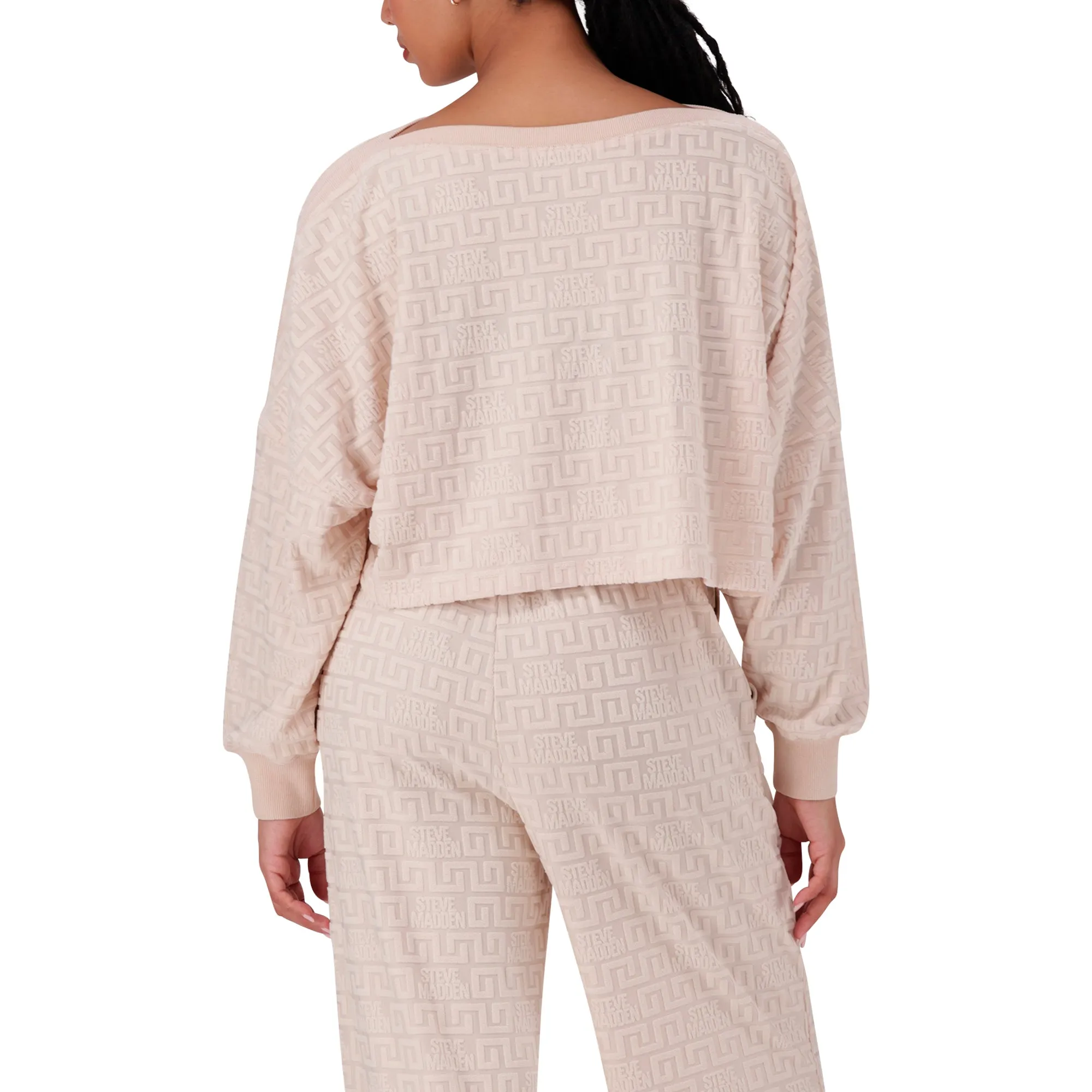KENZIE STONE BOXY CROP TOP WITH EMBOSSED LOGO