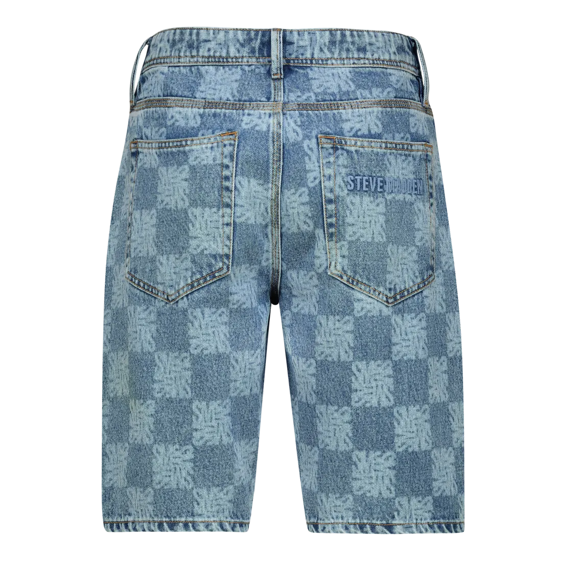 KNOX MID BLUE PRINTED DENIM SHORTS