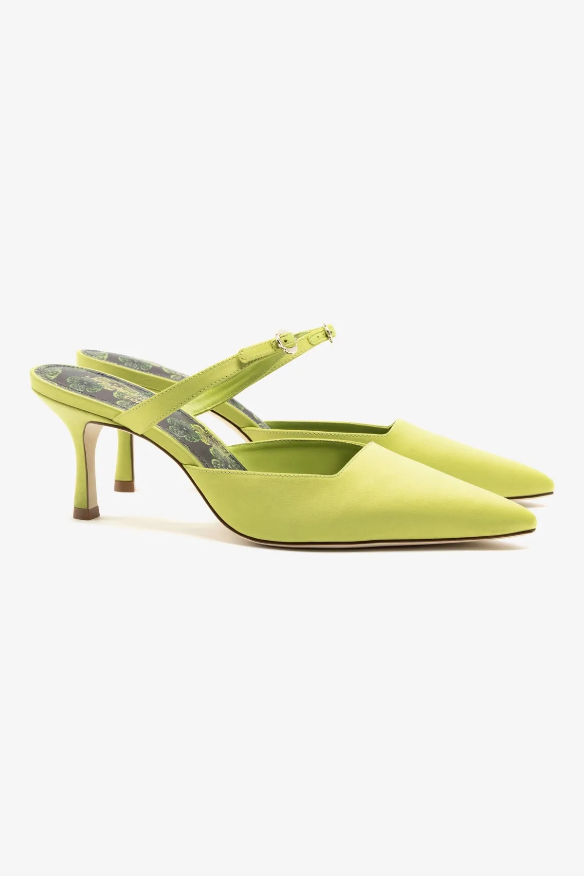 Larroud?? for Jonathan Cohen: Strap Mule In Green Satin