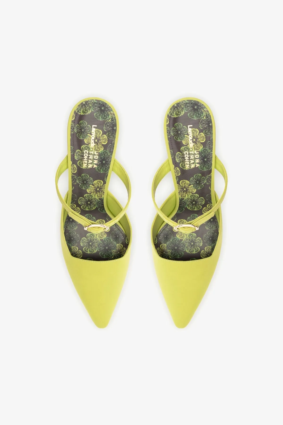 Larroud?? for Jonathan Cohen: Strap Mule In Green Satin
