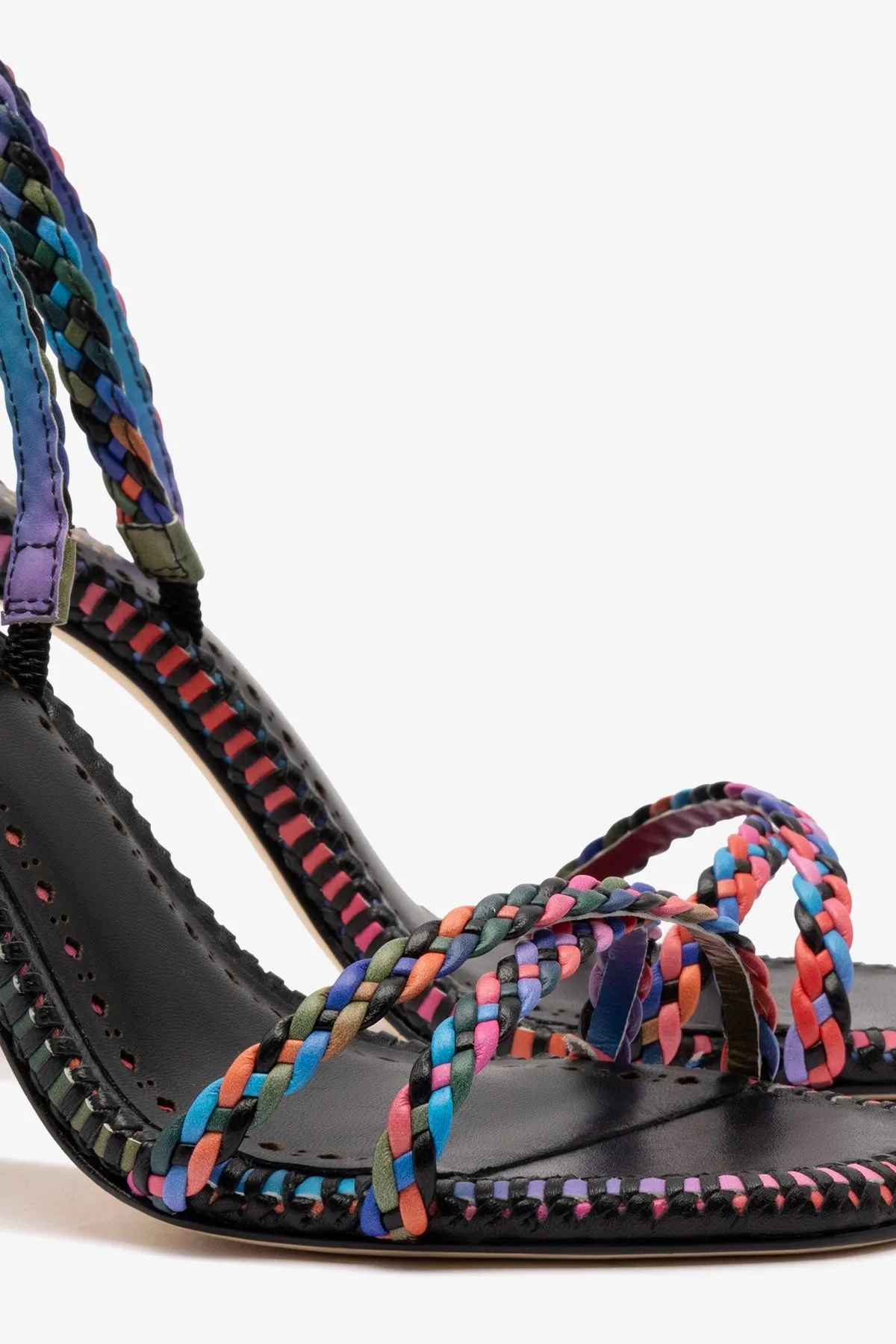 Larroud?? x Jonathan Cohen Annie Sandal In Black and Rainbow Leather