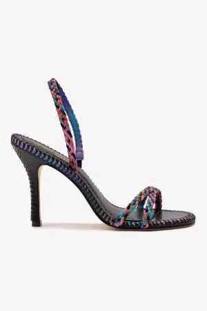 Larroud?? x Jonathan Cohen Annie Sandal In Black and Rainbow Leather