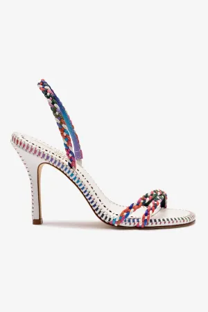 Larroud?? x Jonathan Cohen Annie Sandal In White and Rainbow Leather
