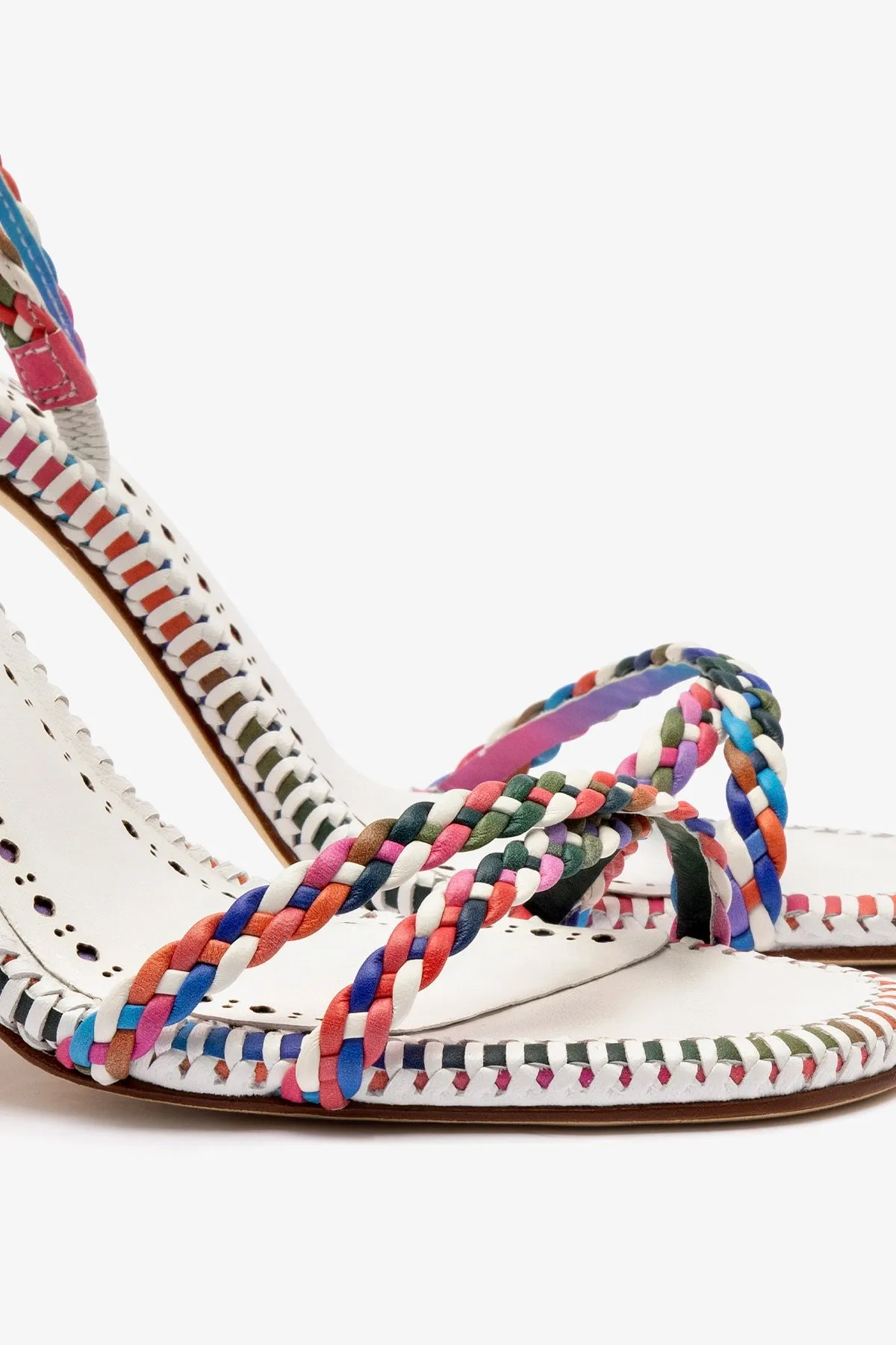 Larroud?? x Jonathan Cohen Annie Sandal In White and Rainbow Leather
