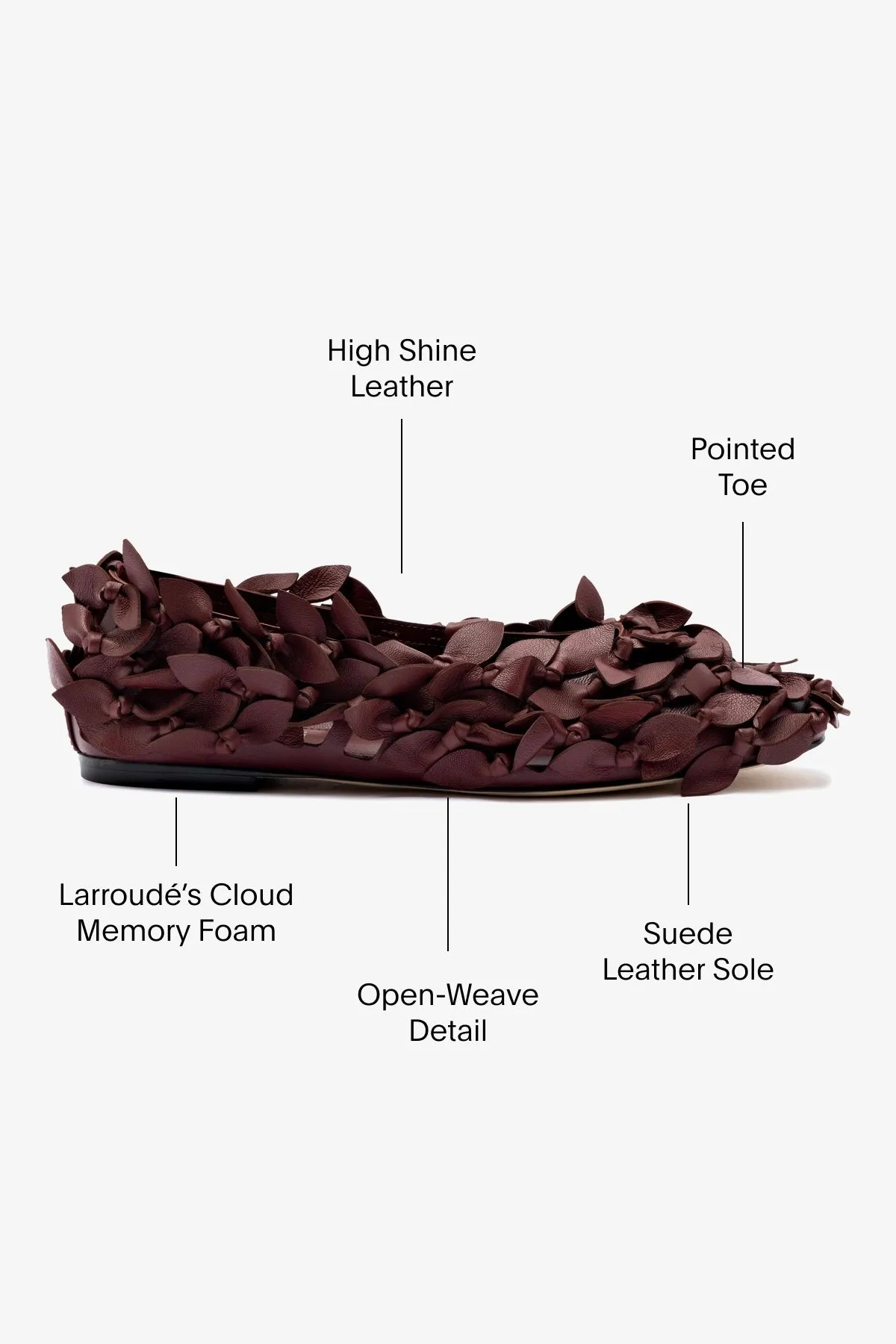 Larroud?? x Jonathan Cohen Ballet Flat In Burgundy Leather