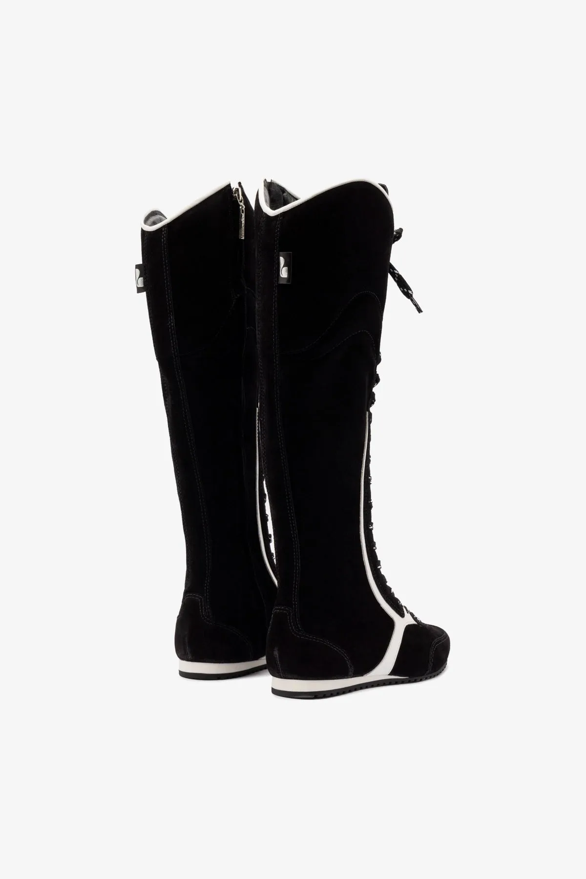 Larroud?? x Jonathan Cohen Flat Hi Sneaker Boot In Black Suede and White Leather