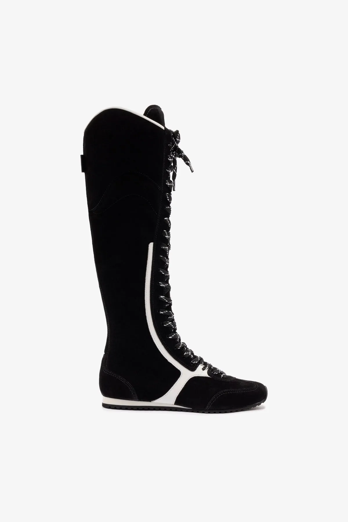 Larroud?? x Jonathan Cohen Flat Hi Sneaker Boot In Black Suede and White Leather