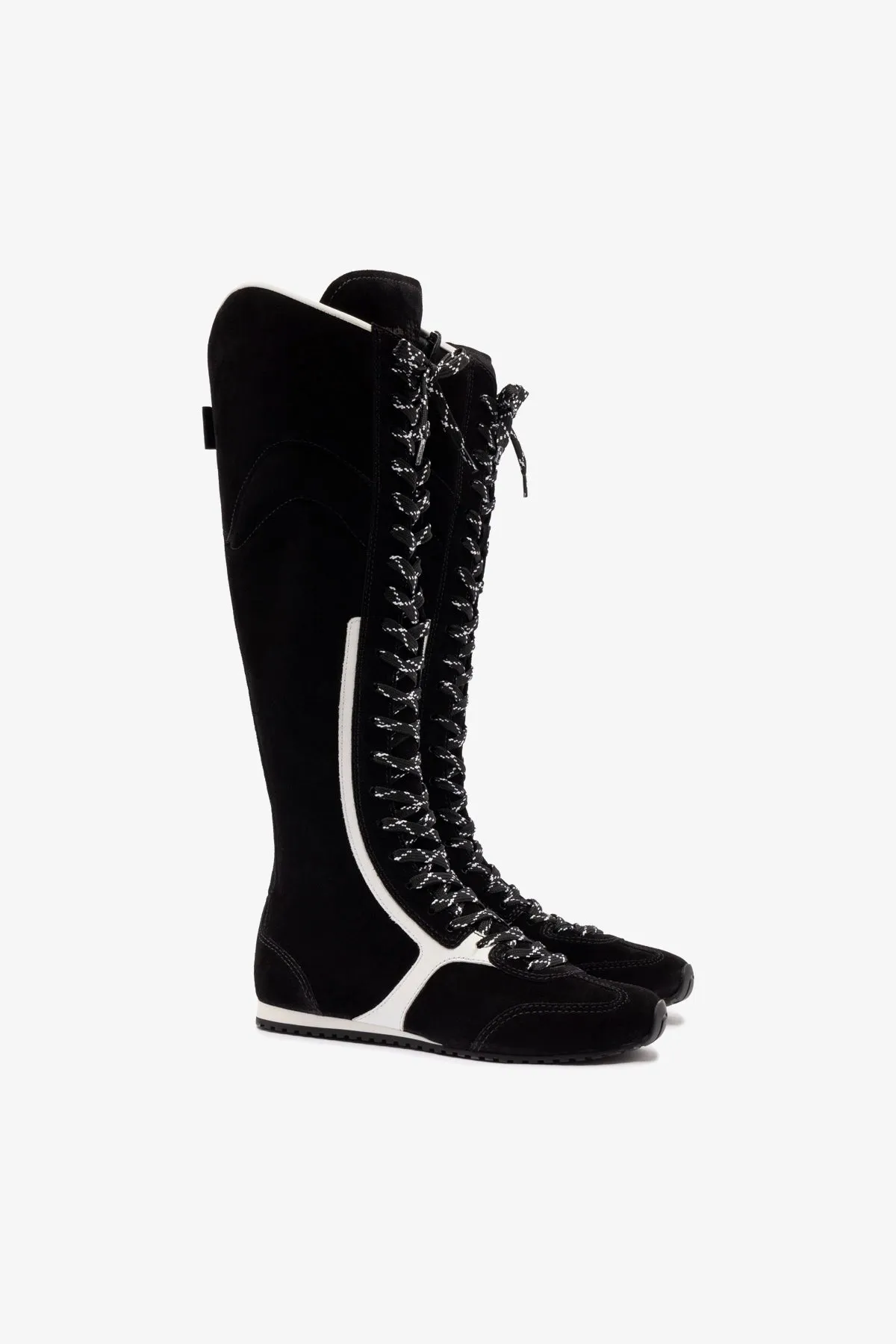 Larroud?? x Jonathan Cohen Flat Hi Sneaker Boot In Black Suede and White Leather