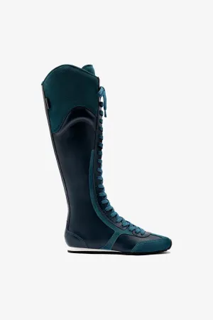 Larroud?? x Jonathan Cohen Flat Hi Sneaker Boot In Teal Suede