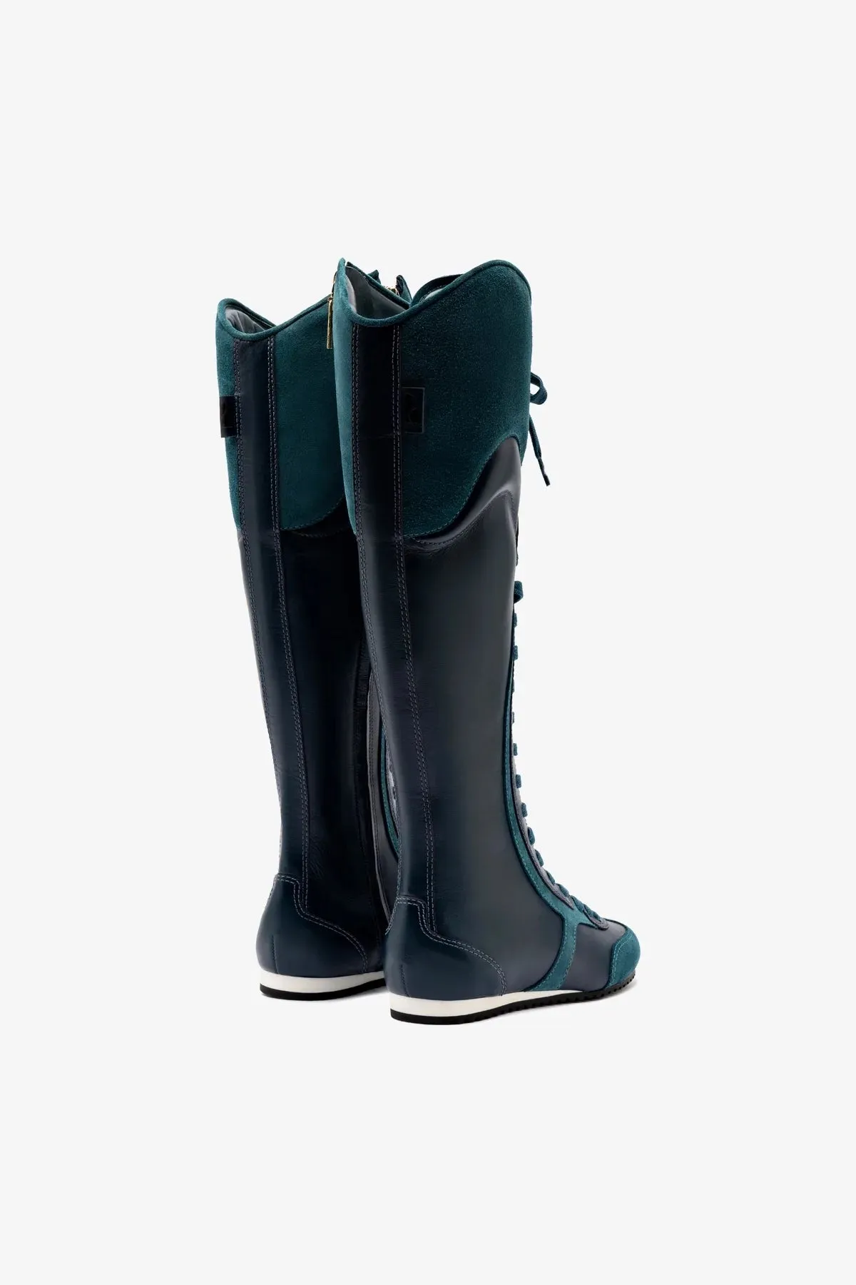Larroud?? x Jonathan Cohen Flat Hi Sneaker Boot In Teal Suede