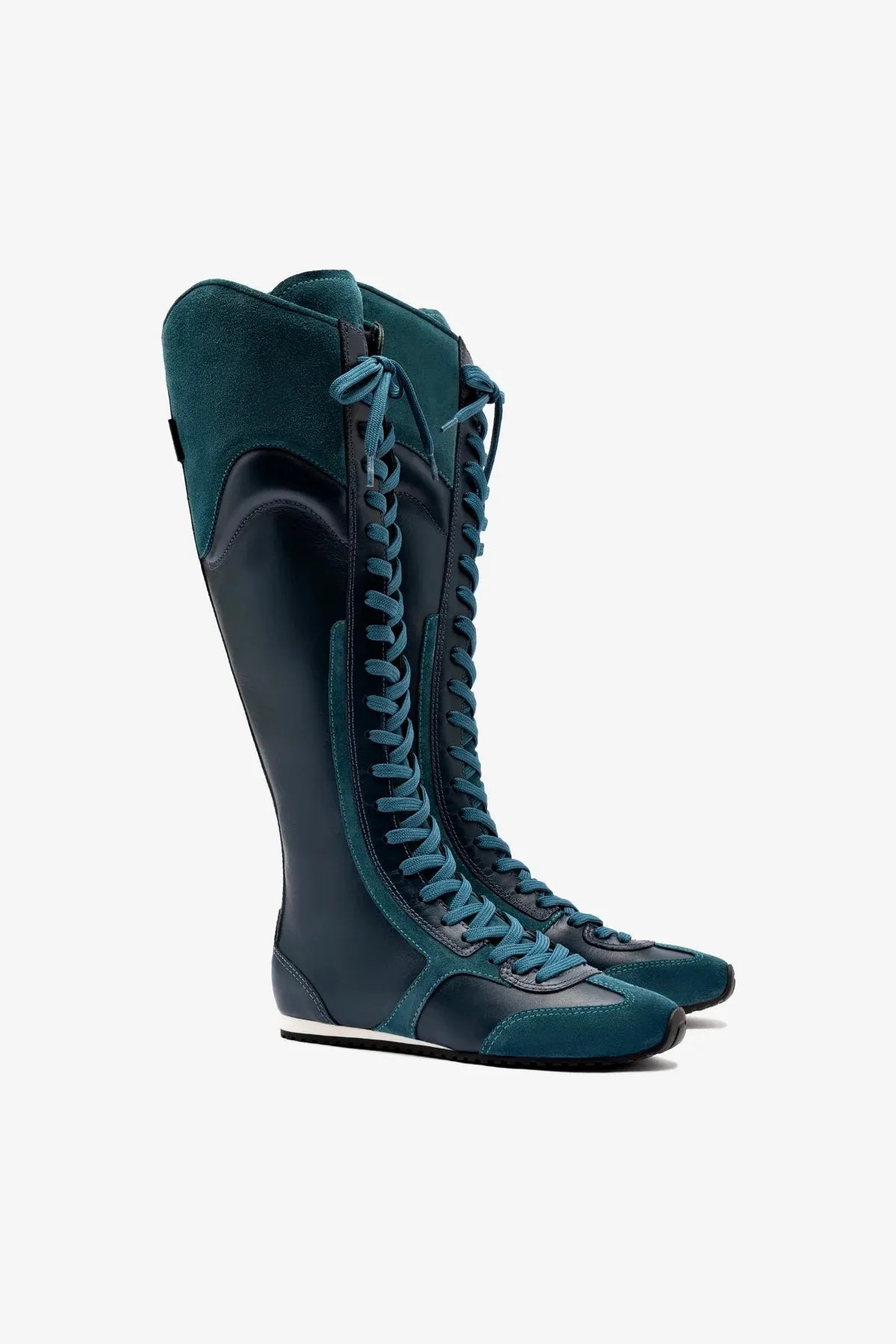Larroud?? x Jonathan Cohen Flat Hi Sneaker Boot In Teal Suede