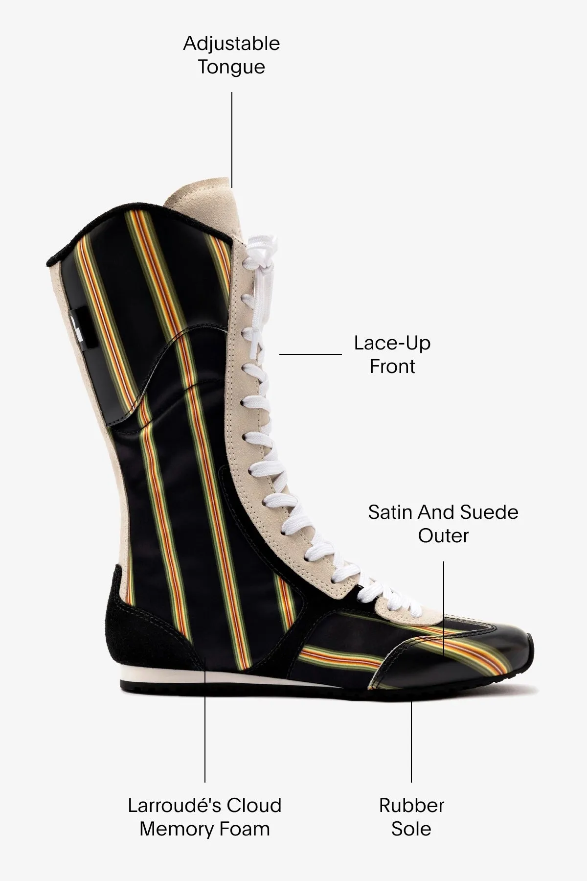 Larroud?? x Jonathan Cohen Flat Lo Sneaker Boot In Black Striped Suede