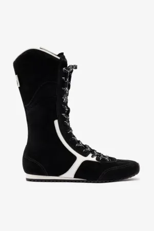 Larroud?? x Jonathan Cohen Flat Lo Sneaker Boot In Black Suede and White Leather