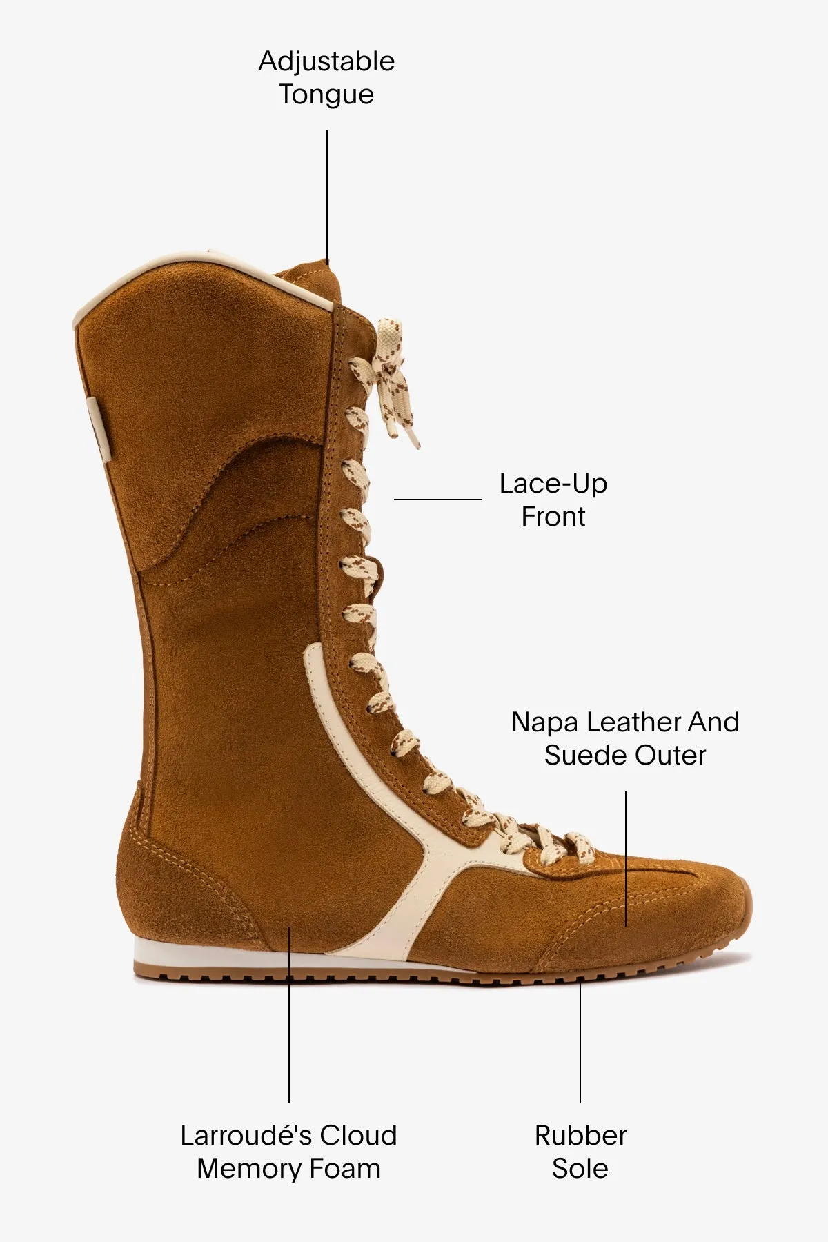 Larroud?? x Jonathan Cohen Flat Lo Sneaker Boot In Russet Suede and Ivory Leather