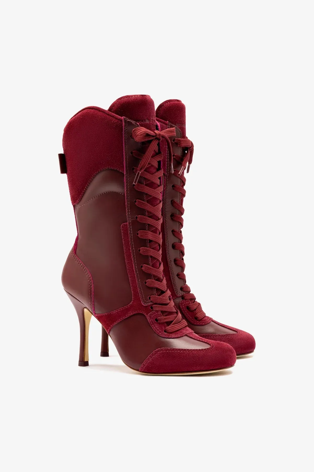 Larroud?? x Jonathan Cohen High Heel Sneaker Boot In Burgundy Suede