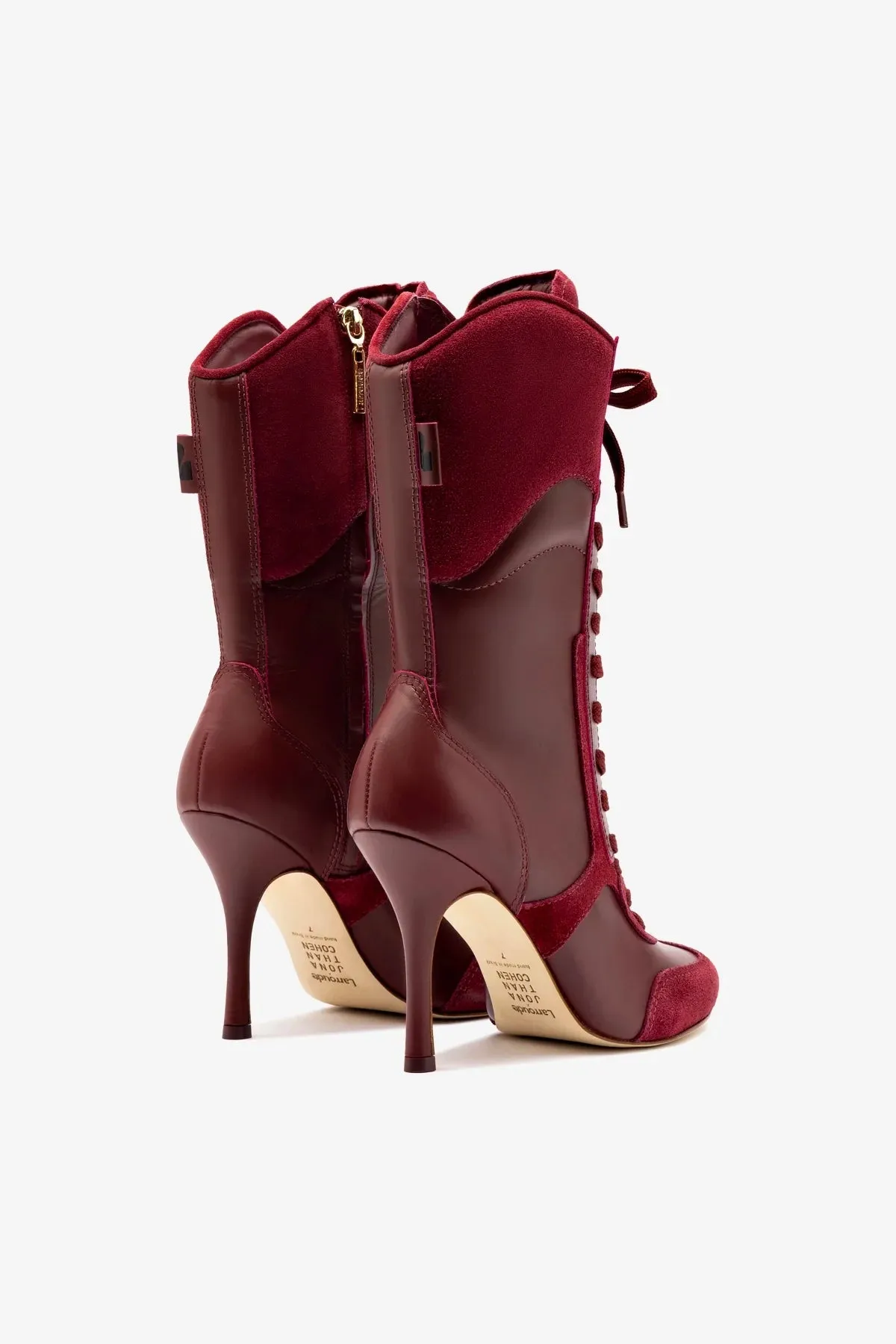 Larroud?? x Jonathan Cohen High Heel Sneaker Boot In Burgundy Suede