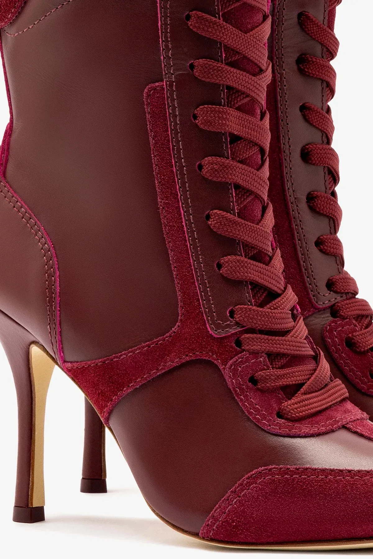 Larroud?? x Jonathan Cohen High Heel Sneaker Boot In Burgundy Suede