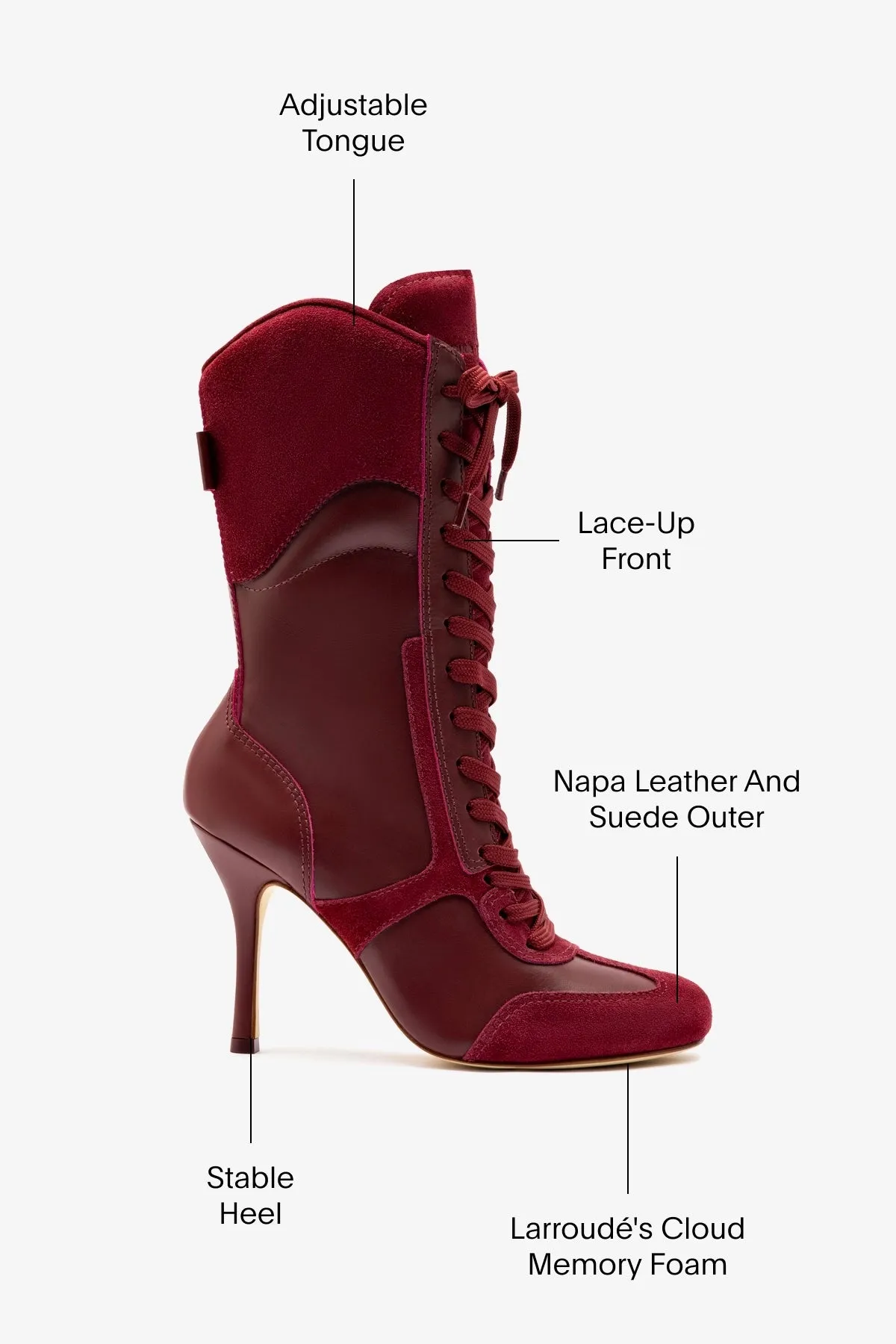 Larroud?? x Jonathan Cohen High Heel Sneaker Boot In Burgundy Suede