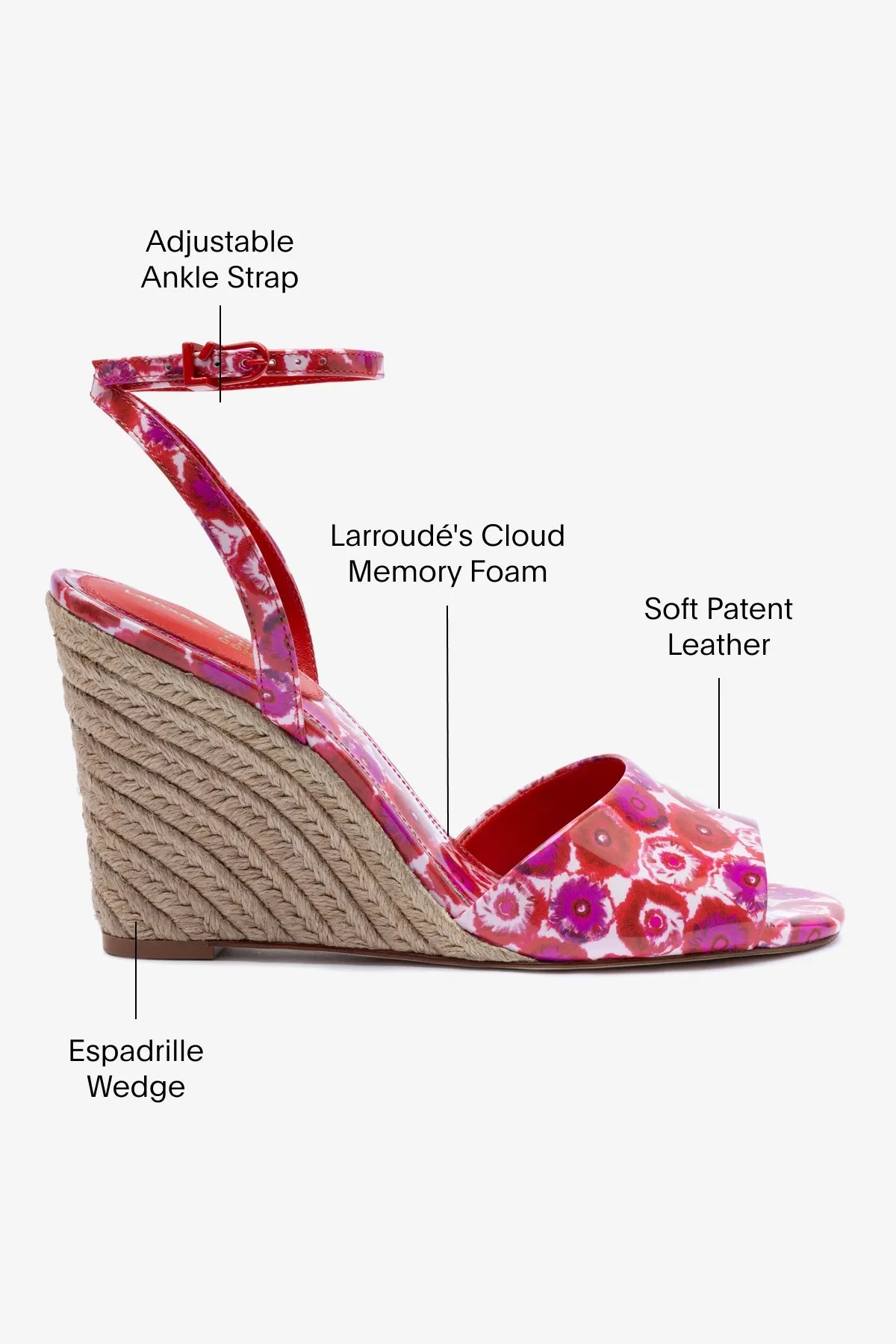 Larroud?? x Jonathan Cohen Yves Wedge In Red Abstract Printed Patent Leather
