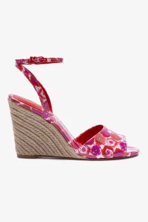 Larroud?? x Jonathan Cohen Yves Wedge In Red Abstract Printed Patent Leather