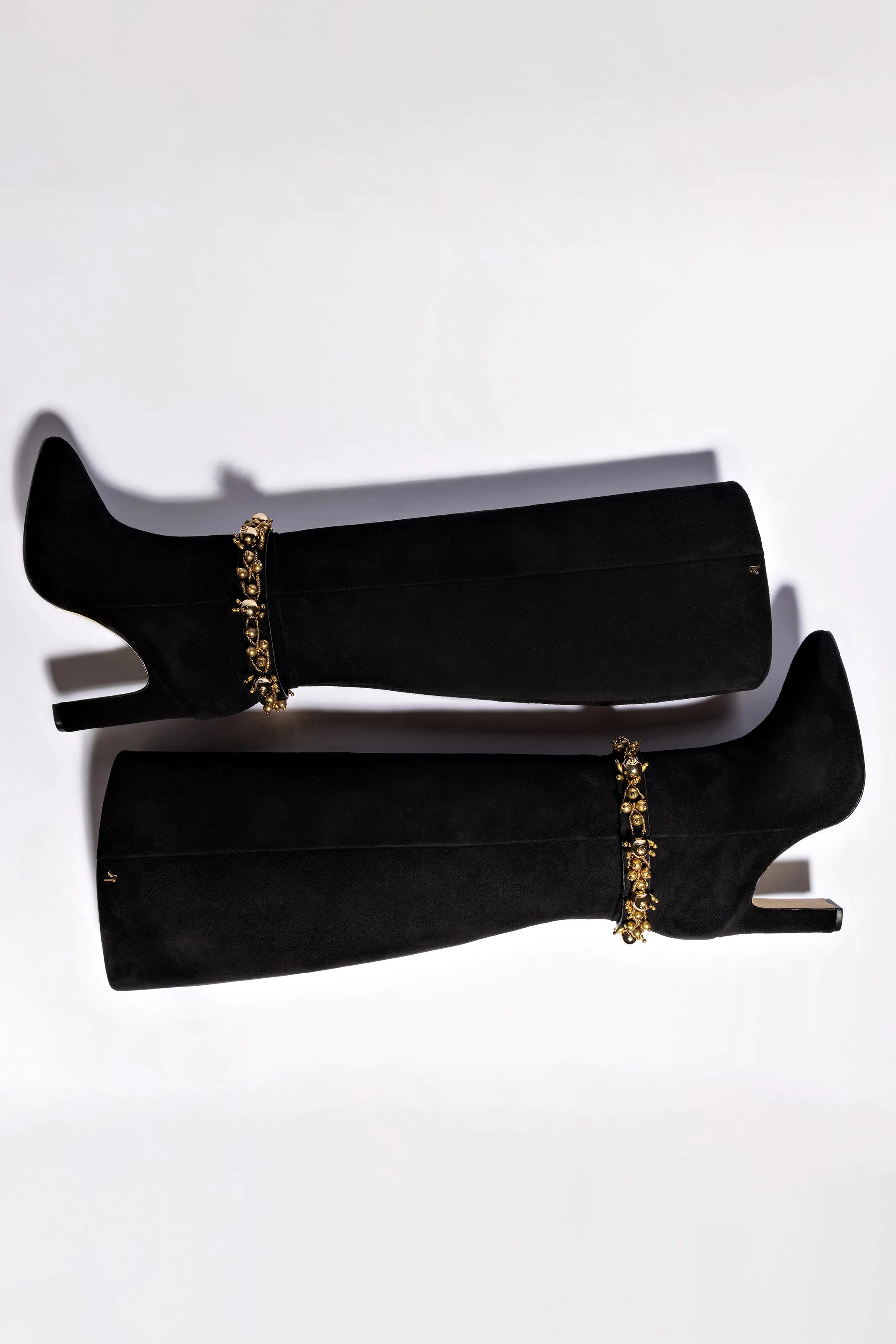 Larroud?? x Libertine Boot In Black Suede Leather and Golden Balls