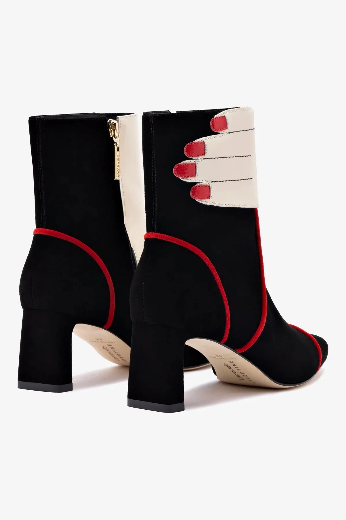 Larroud?? x Libertine Hand Boot In Black, Ivory and Scarlet Leather