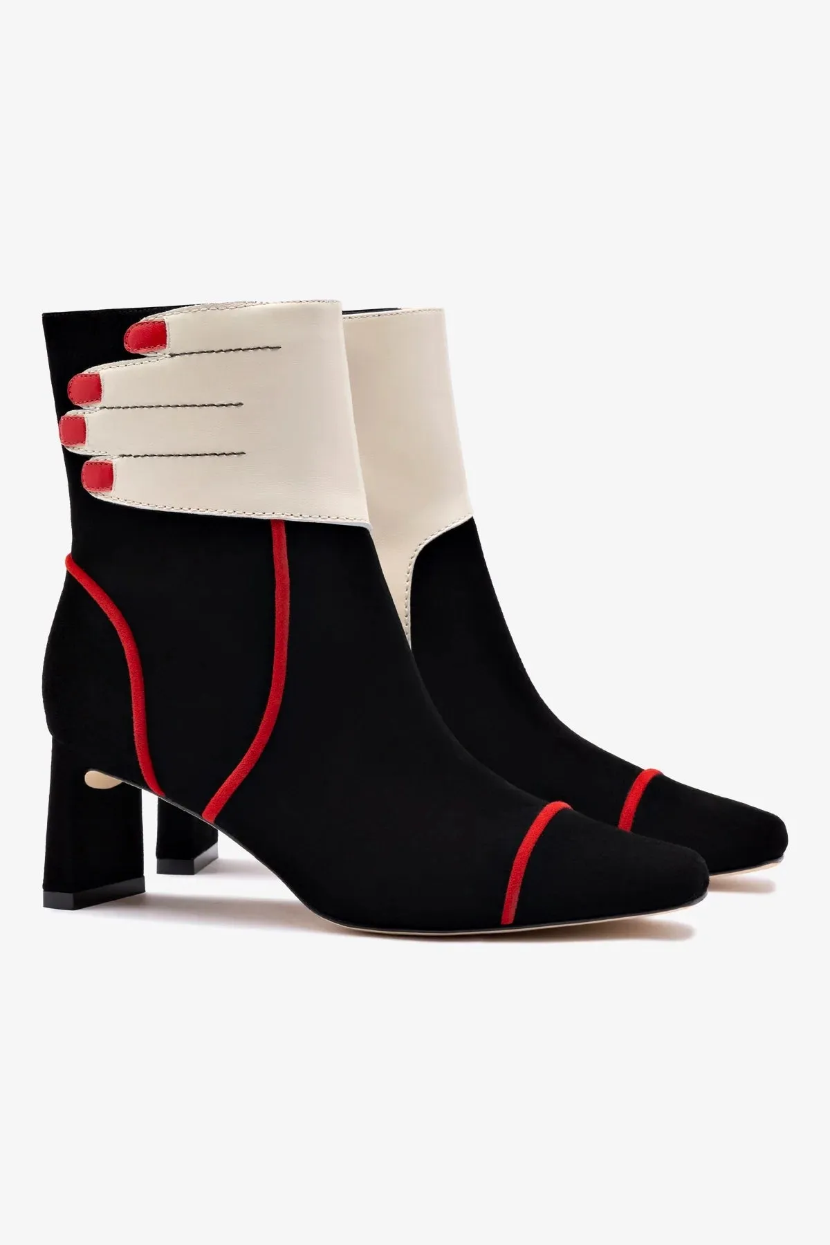 Larroud?? x Libertine Hand Boot In Black, Ivory and Scarlet Leather