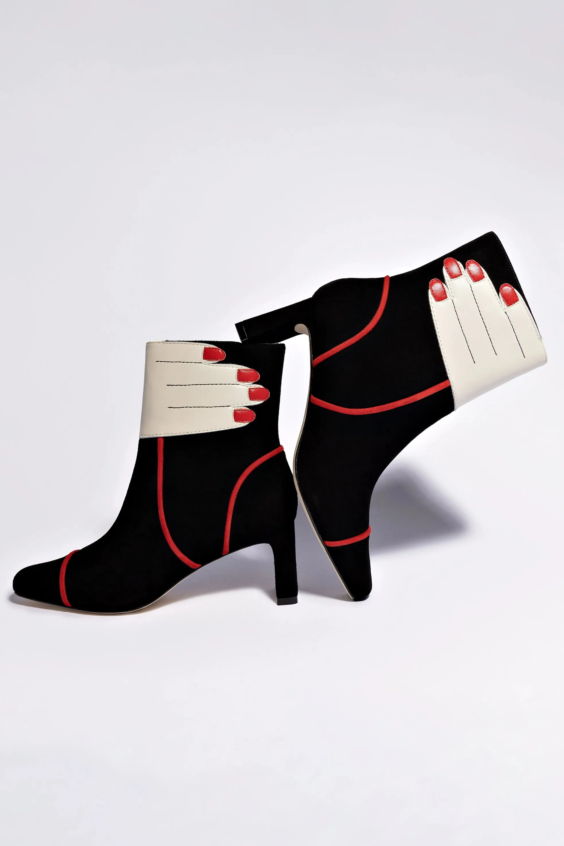 Larroud?? x Libertine Hand Boot In Black, Ivory and Scarlet Leather