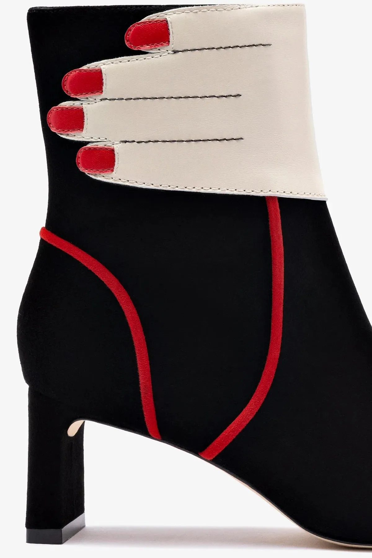 Larroud?? x Libertine Hand Boot In Black, Ivory and Scarlet Leather