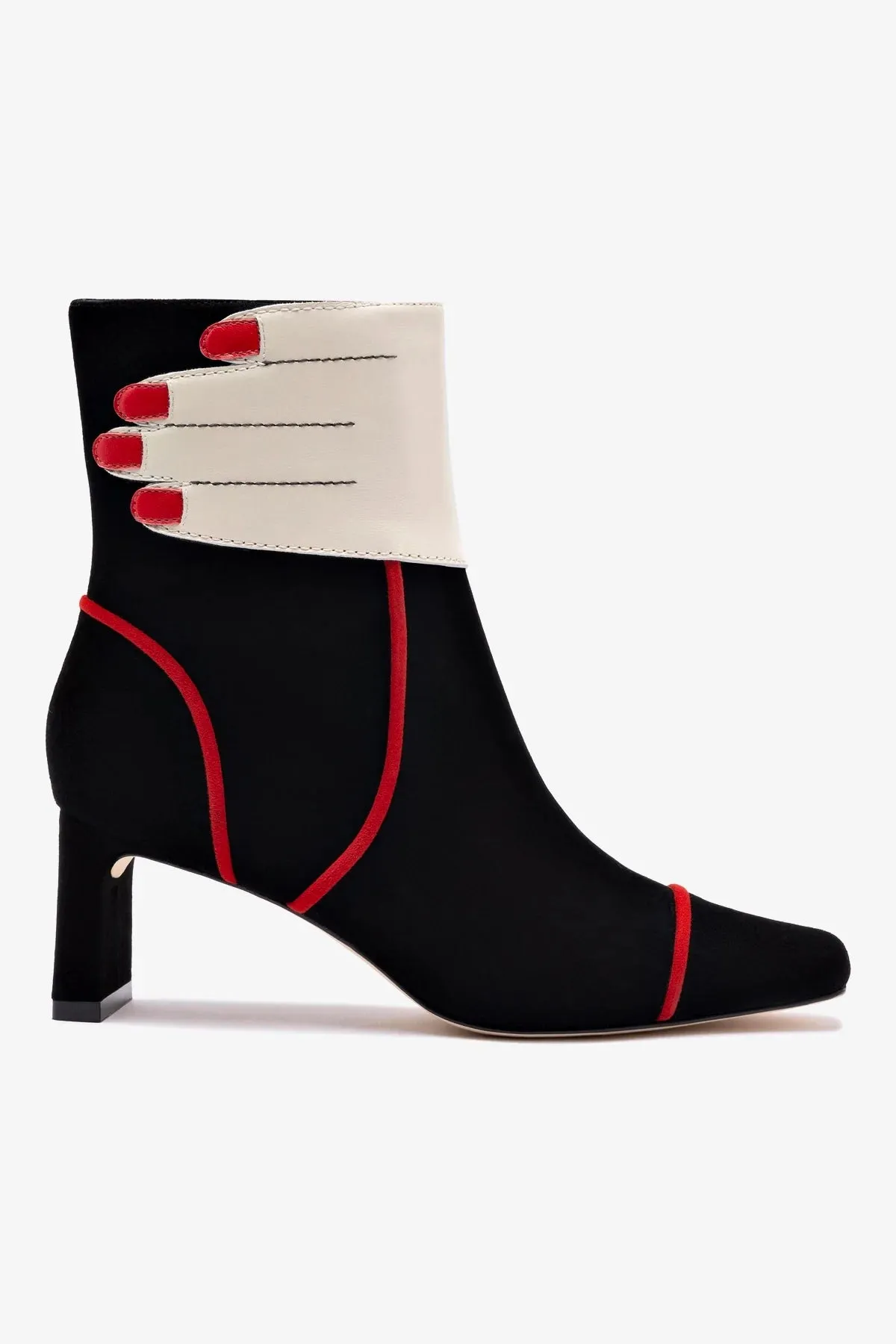 Larroud?? x Libertine Hand Boot In Black, Ivory and Scarlet Leather
