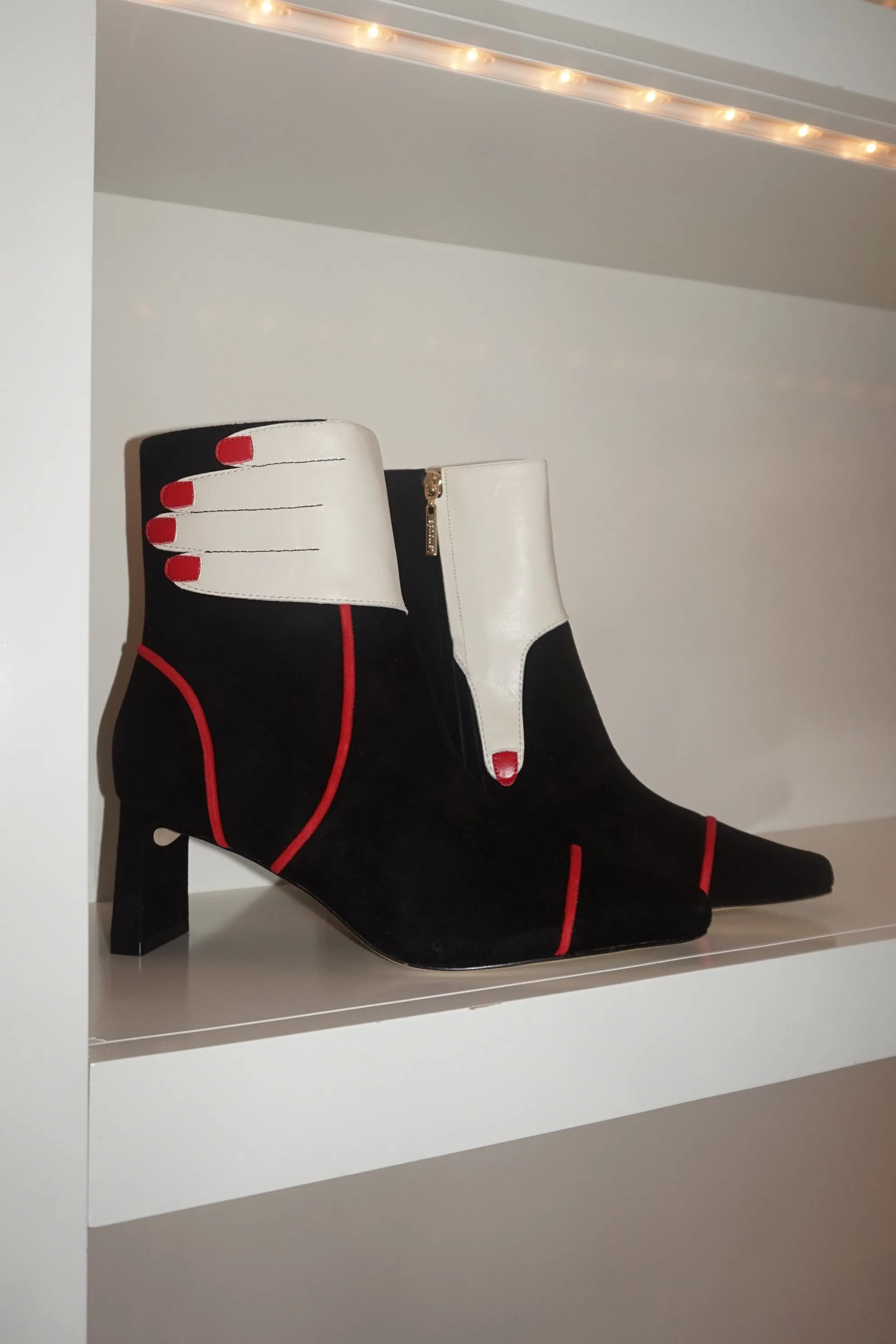 Larroud?? x Libertine Hand Boot In Black, Ivory and Scarlet Leather