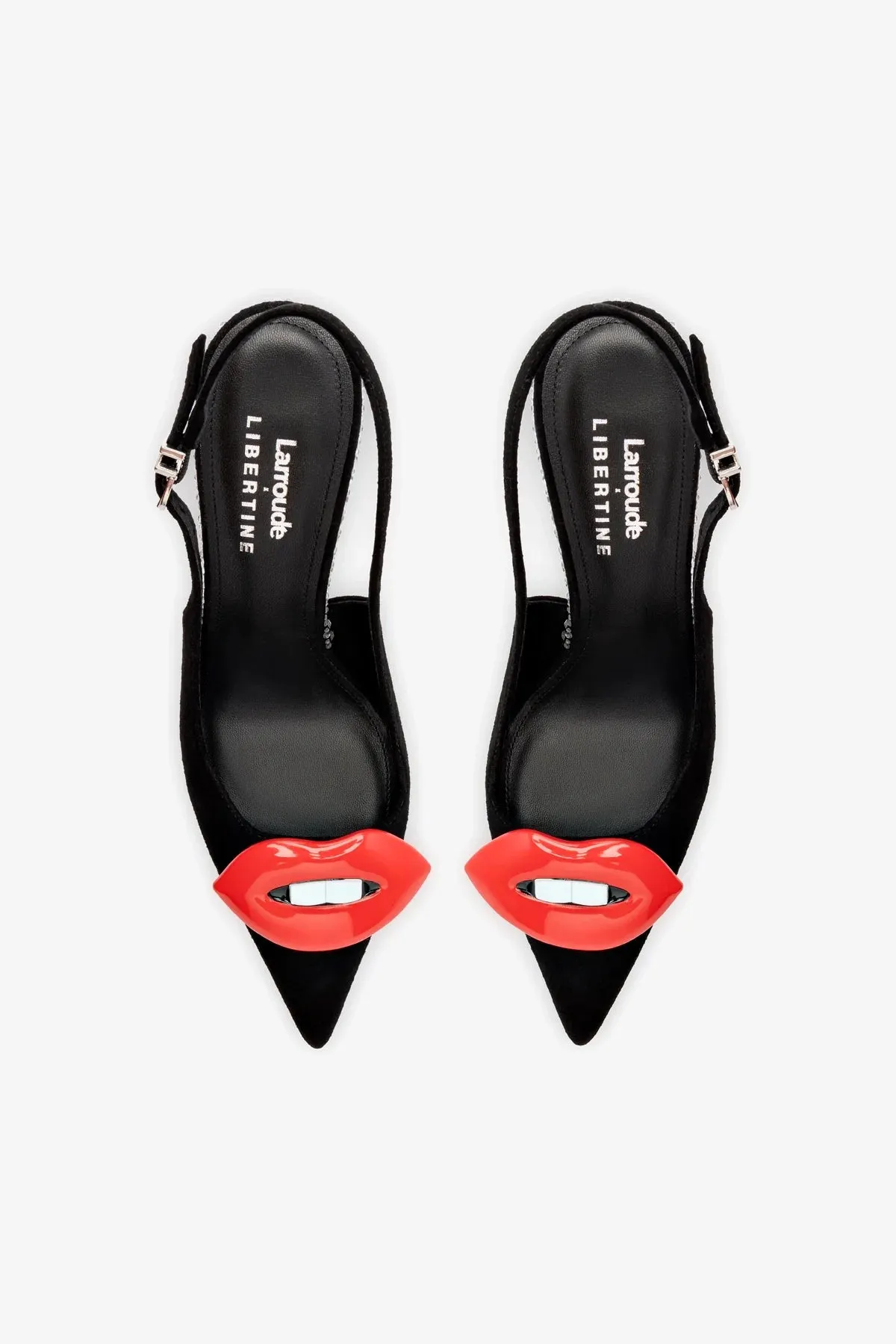 Larroud?? x Libertine Lips Pump Hi In Black Suede and Crystals