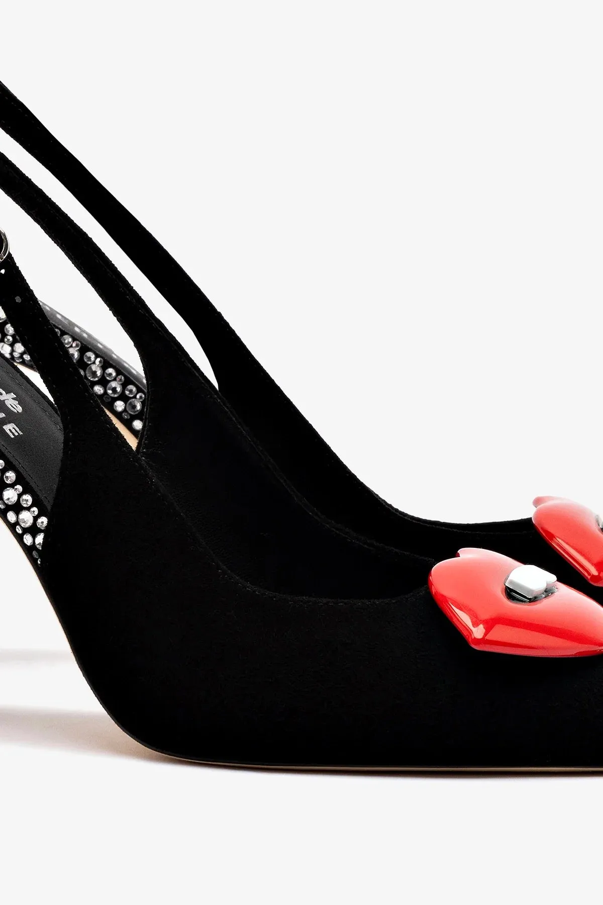 Larroud?? x Libertine Lips Pump Hi In Black Suede and Crystals