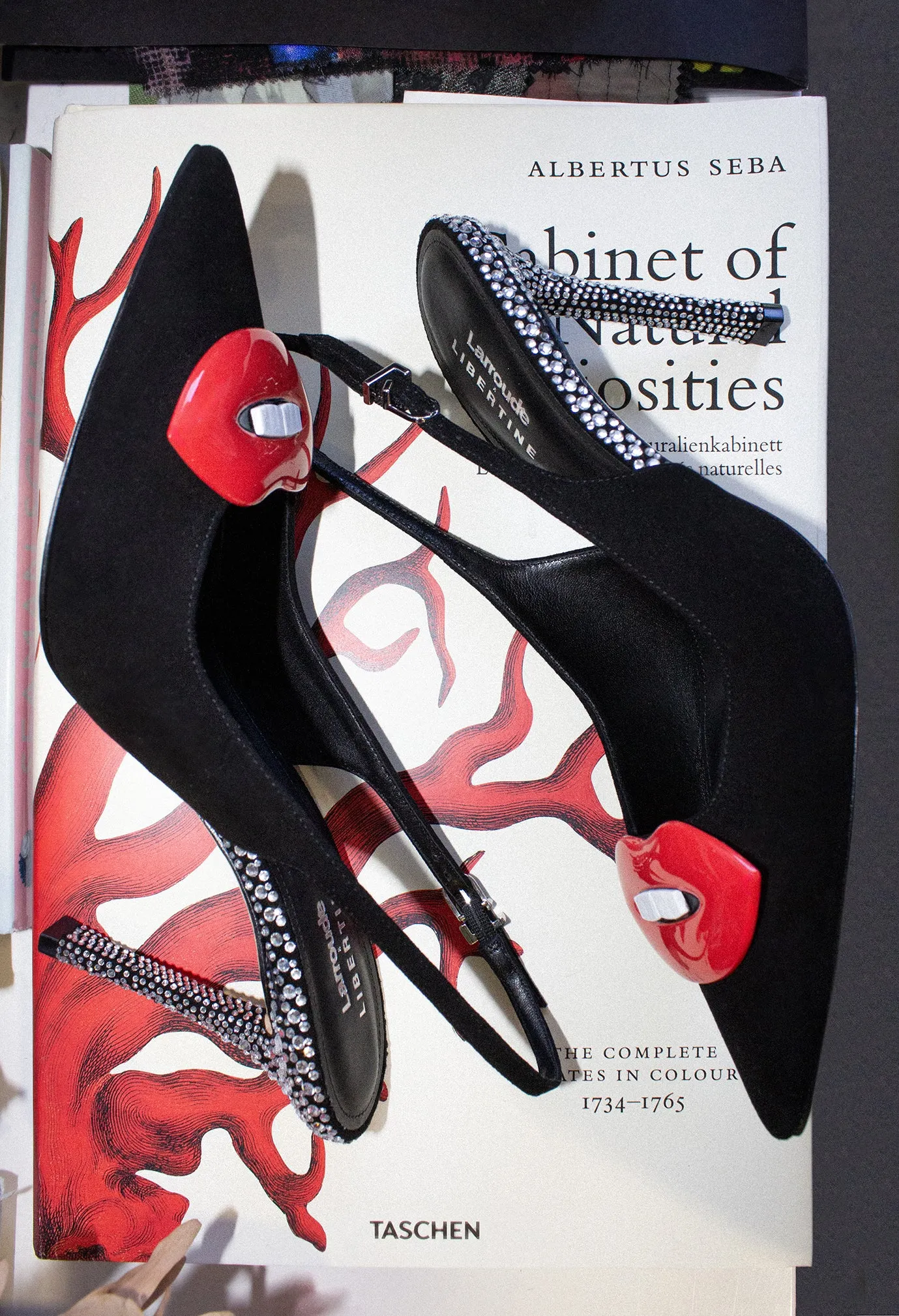 Larroud?? x Libertine Lips Pump Hi In Black Suede and Crystals