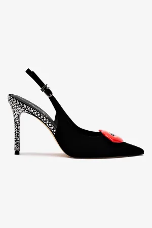 Larroud?? x Libertine Lips Pump Hi In Black Suede and Crystals