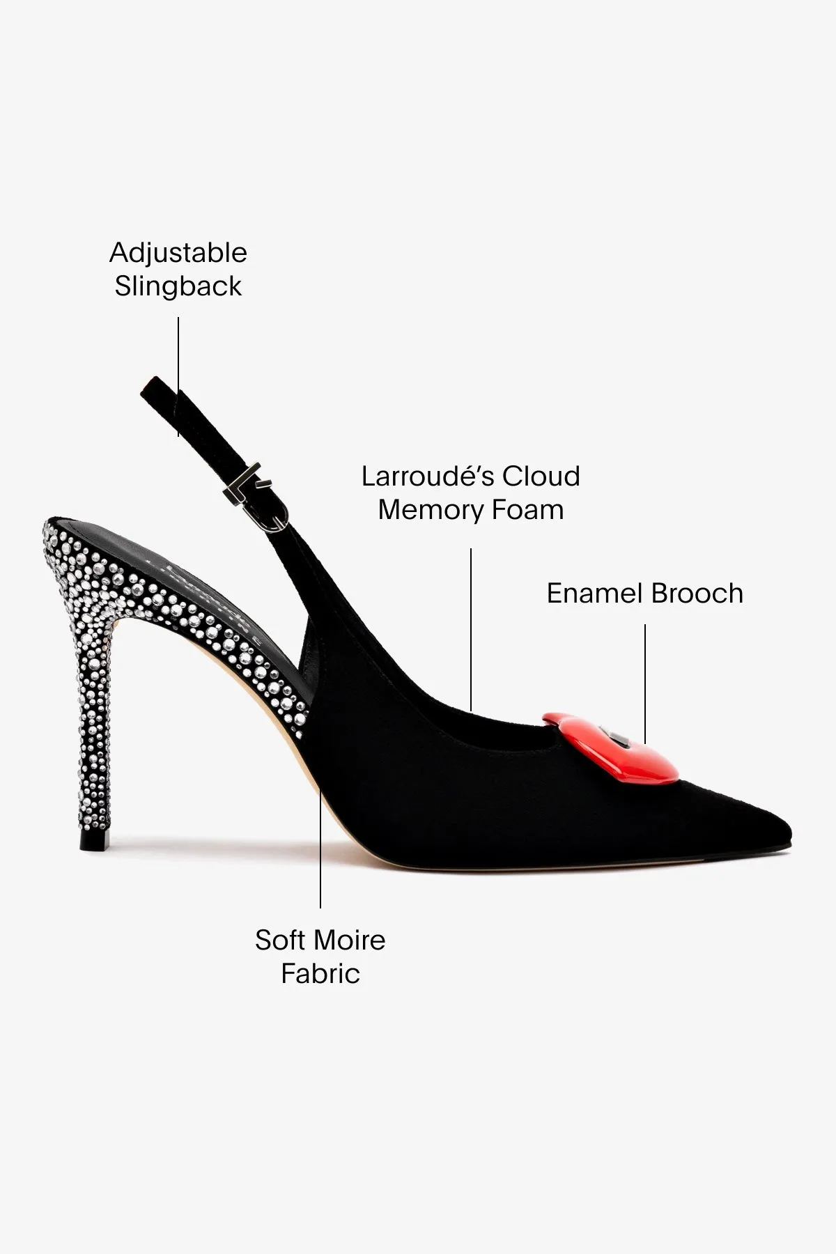 Larroud?? x Libertine Lips Pump Hi In Black Suede and Crystals