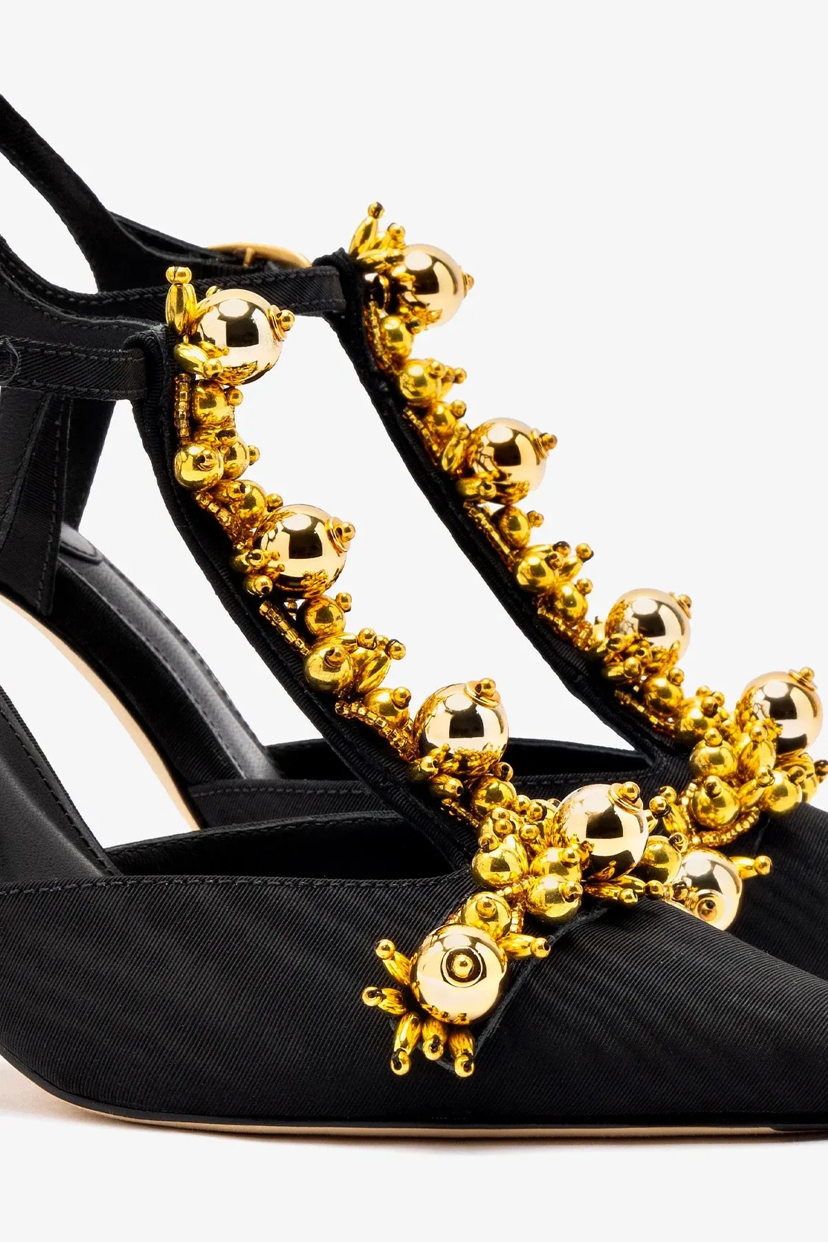 Larroud?? x Libertine Pump In Black Fabric and Golden Balls