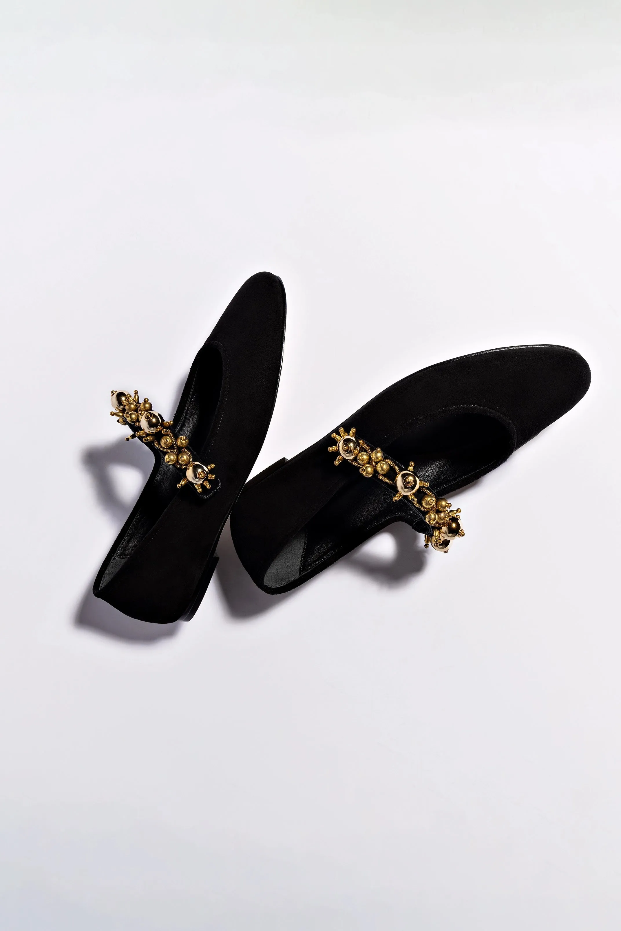 Larroud?? x Libertine Verona In Black Suede and Golden Balls