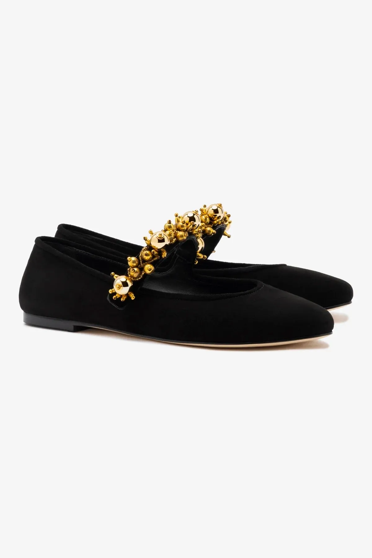 Larroud?? x Libertine Verona In Black Suede and Golden Balls
