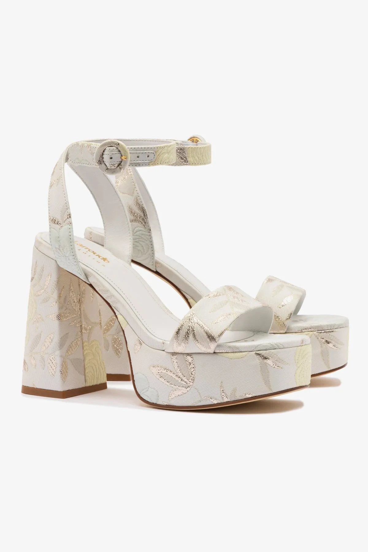 Larroud?? x Markarian Dolly Sandal In Yvette Ivory Brocade