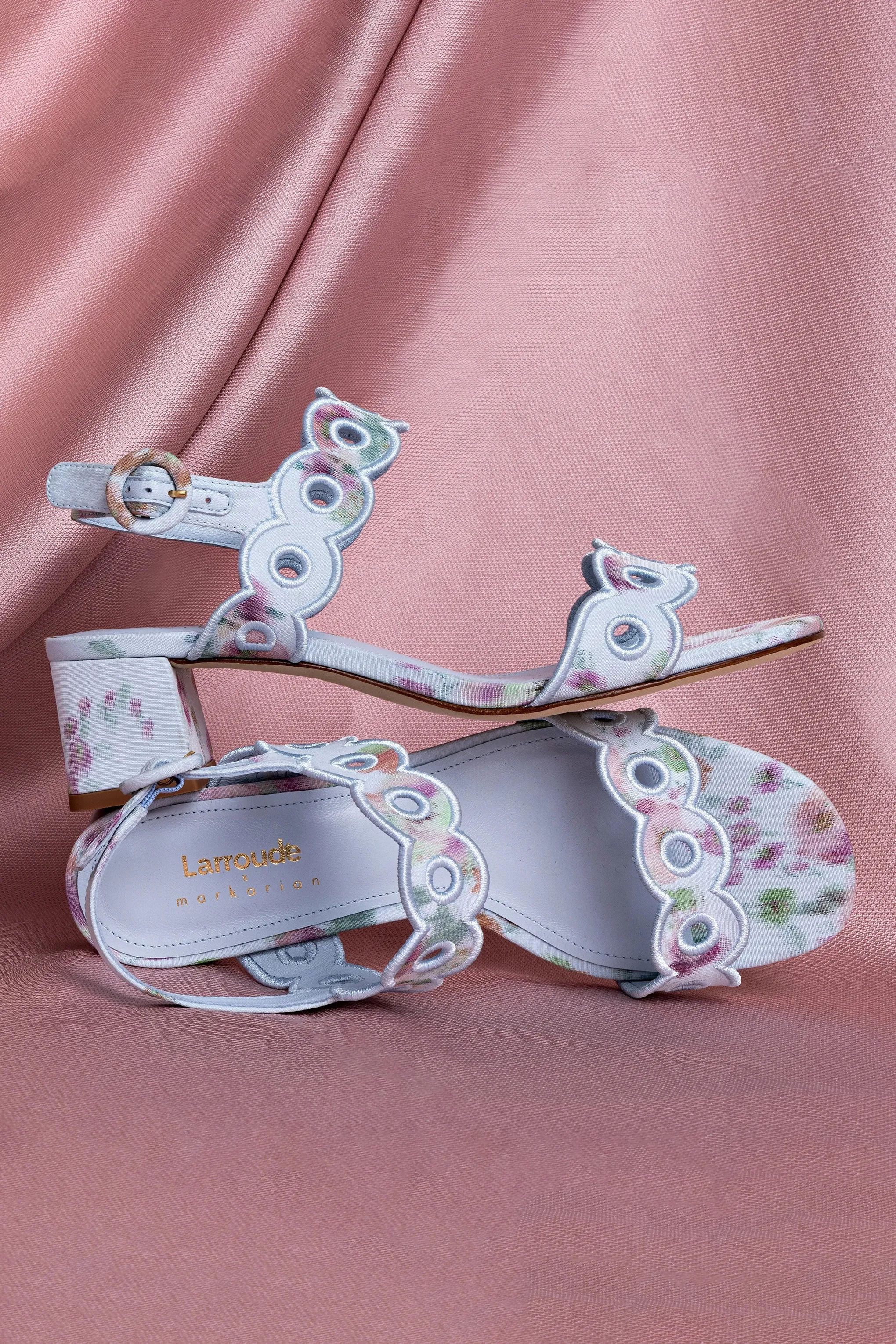 Larroud?? x Markarian Florence Broderie In Apple Blue Floral Ikat