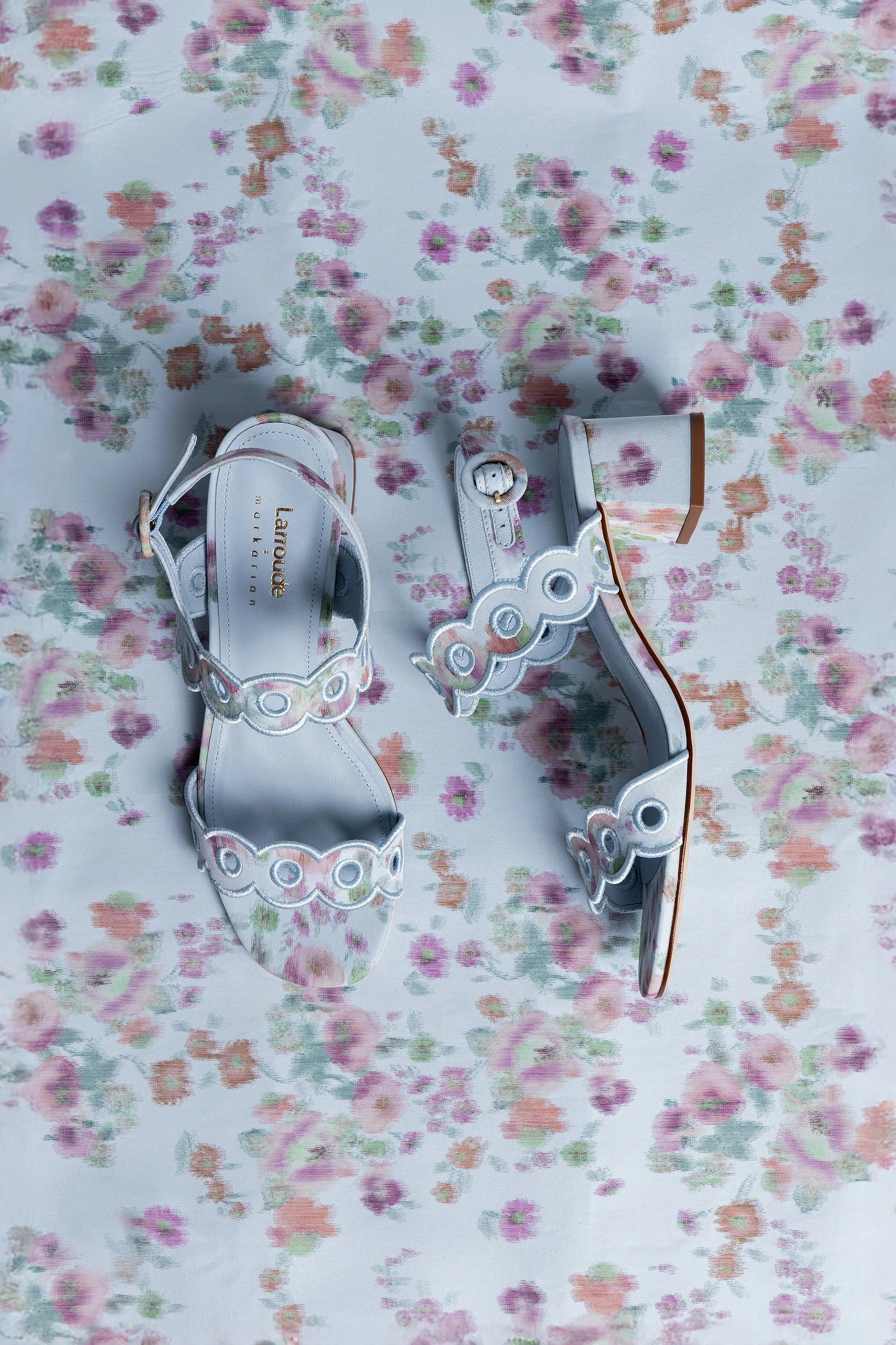 Larroud?? x Markarian Florence Broderie In Apple Blue Floral Ikat