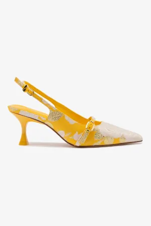 Larroud?? x Markarian Ines Pump In Yellow Floral Brocade