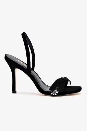 Larroud?? x Markarian Sandal In Black Suede and Crystals
