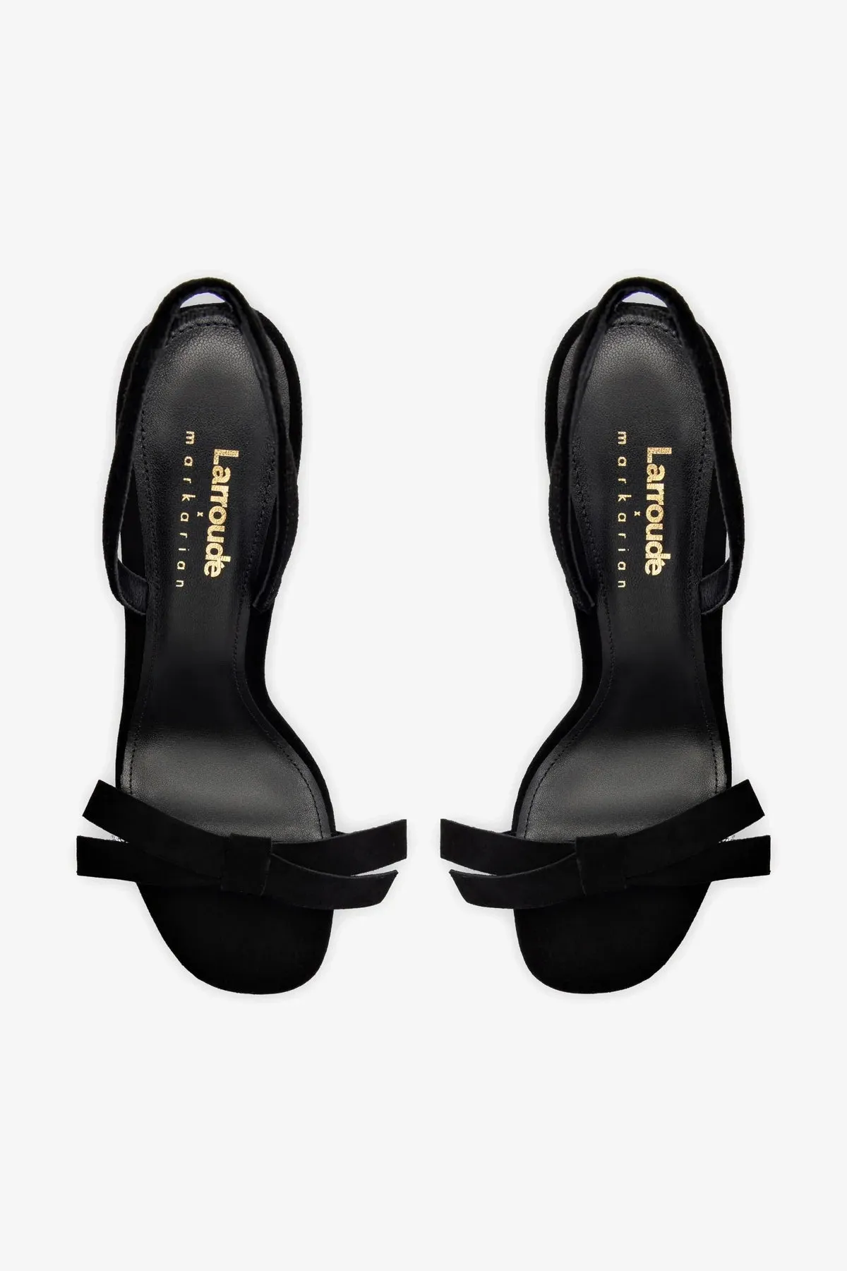 Larroud?? x Markarian Sandal In Black Suede and Crystals