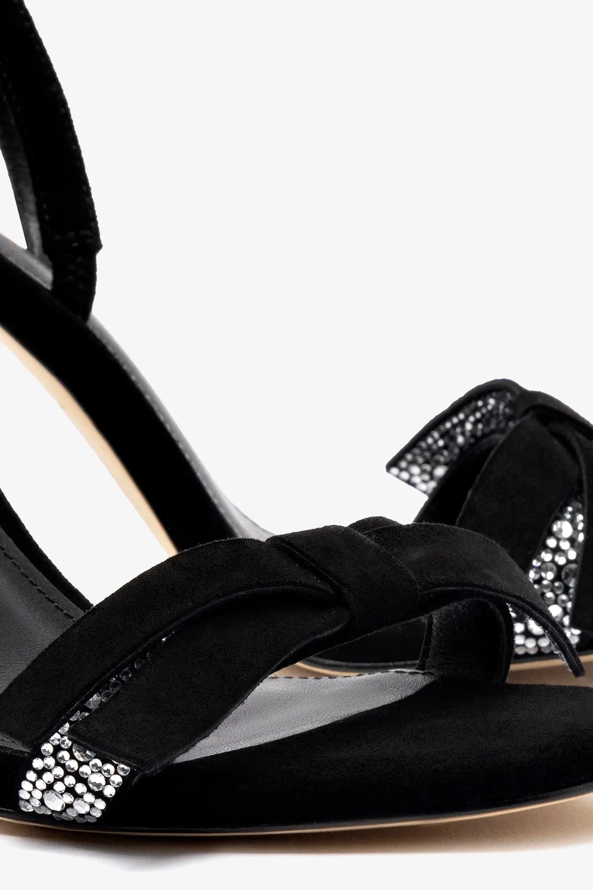 Larroud?? x Markarian Sandal In Black Suede and Crystals