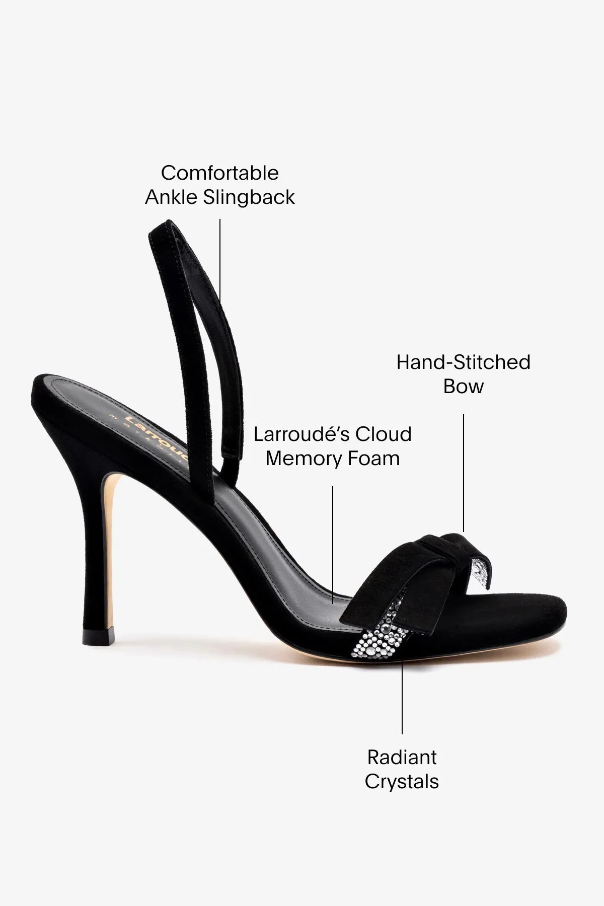 Larroud?? x Markarian Sandal In Black Suede and Crystals