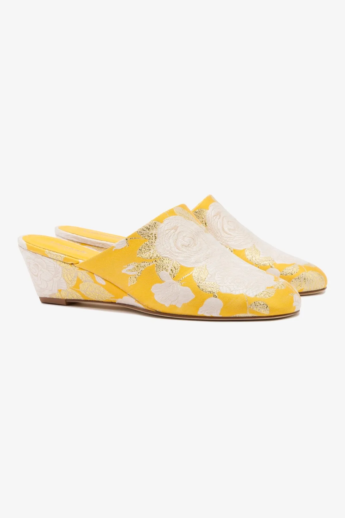 Larroud?? x Markarian Venice Wedge In Yellow Floral Brocade
